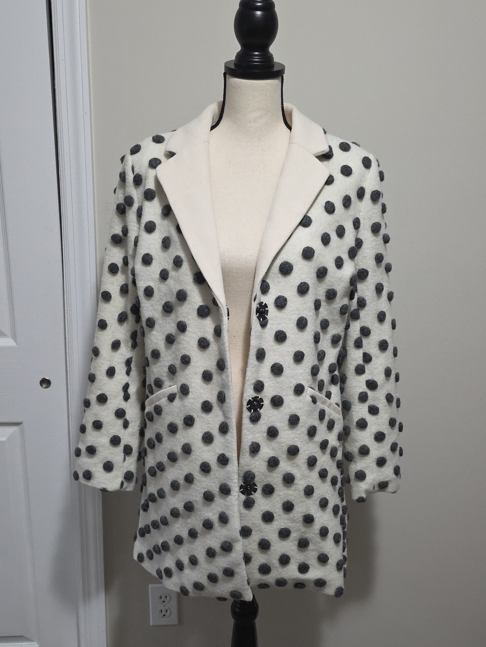 Modcloth Salient 3D Polks Dot Wool Blend Coat Jacket Medium - Picture 2 of 11